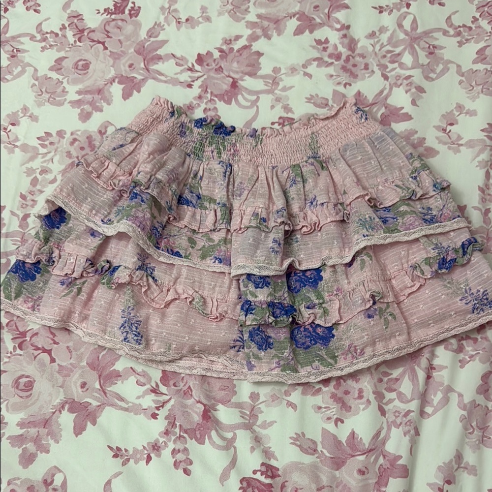 LoveShackFancy Pink and Blue Bubble Mini Skirt